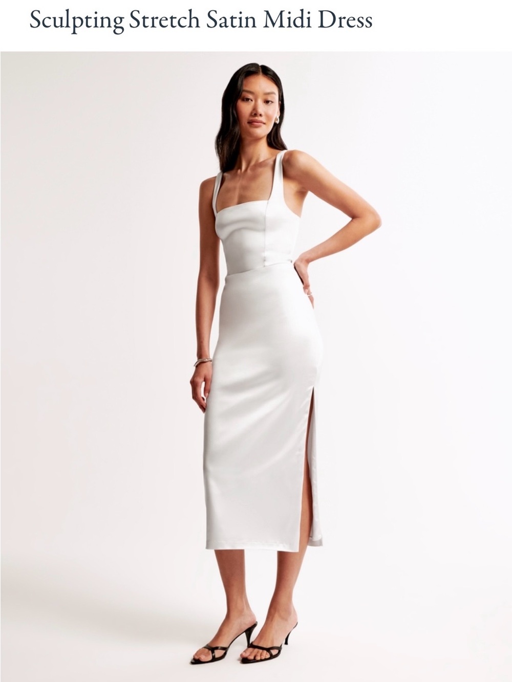 Abercrombie & Fitch Pearl Sculpted Stretch Satin Midi Dress XL
